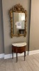 VINTAGE END TABLE WITH MARBLE TOP AND MIRROR, (LOCATION: WARDMAN TOWER)