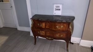 VINTAGE FRENCH MARBLE TOP COMMODE 34 INCH W X 17 INCH D X 33 INCH H, (LOCATION: WARDMAN TOWER)