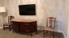 ROOM 2320 FURNITURE: KING SIZE BED FRAME, SOFA, COFFE TABLE WITH CHAIRS, KEURIG COFFEE MAKER, MINI FRIDGE, LAMPS, (2) SAMSUNG TELEVISION, DESK WITH CHAIR NIGHT STAND & IRON ( NO FIXTURES: LIGHT FIXTURES, TOILET, SINK, TUB, ETC NOT INCLUDED), (LOCATION: WA - 3