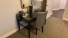 ROOM 2328 FURNITURE: KING SIZE BED FRAME, KEURIG COFFEE MAKER, MARBLE TOP TABLE, COMMODE, MINI FRIDGE, LAMPS, NIGHT STAND, (2) SAMSUNG TELEVISION, DESK WITH CHAIR, SOFA, COFFEE TABLE WITH CHAIRS & IRON ( NO FIXTURES: LIGHT FIXTURES, TOILET, SINK, TUB, ETC - 9