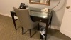 ROOM 2348 FURNITURE: KING SIZE BED FRAME, CHAIR, KEURIG COFFEE MAKER, MINI FRIDGE, LAMPS, (2) SAMSUNG TELEVISION, NIGHT STAND, COMMODE, DESK WITH CHAIR, SOFA, MARBLE TOP TABLE, COFFEE TABLE WITH CHAIRS & IRON ( NO FIXTURES: LIGHT FIXTURES, TOILET, SINK, T - 5