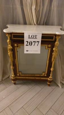 LOT OF (2) LOW MARBLE TOP VITRINE BAROQUE (ONE HAS BROKEN MARBLE TOP & LEG), (LOCATION: WARDMAN TOWER)