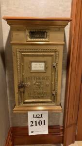 VINTAGE US MAIL LETTER BOX 23 INCHES X 37 INCHES HIGH X 11 INCHES WIDE (NEEDS KEY) WITH (3) KEY DROP STANDS (NO KEYS) (LOCATION: MAIN LOBBY)