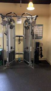 LIFE FITNESS HOME GYM WITH ADJUSTABLE PULLY AND ASSTD ATTATCHMENTS (LOCATION: FITNESS CENTER)