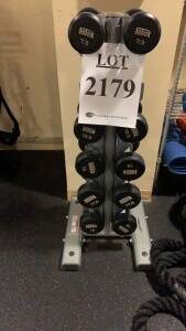 LOT OF INTEK DUMBBELLS WITH STAND (INCOMPLETE) (LOCATION: FITNESS CENTER)