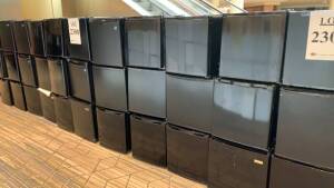 LOT OF (30) ASSTD BLACK MINI FRIDGES (LOCATION: MAIN LOBBY NEXT TO HARRYS PUB)