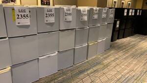 LOT OF (84) ASSTD WHITE MINI FRIDGES (LOCATION: MAIN LOBBY NEXT TO HARRYS PUB)