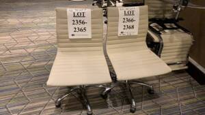 LOT OF (100) CHARTER FURNITURE WHITE PNEUMATIC CHAIRS (MUST TAKE LOTS AS STACKED, PLEASE INSPECT) (SOME HAVE RIPS AND LOOSE FABRIC) (LOCATION: 1ST FLOOR BALLROOM)