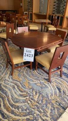 LOT OF (4) FOLDABLE WOOD ROUND TABLES AND METAL BASE 51 INCH WITH (4) CHAIRS EACH