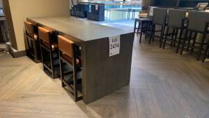 WOOD TABLE WITH CHARGING OUTLETS 8FT X 3FT AND (6) CHAIRS (LOCATION: LOBBY LOUNGE)