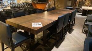 WOOD TABLE WITH CHARGING OUTPUTS 150 INCH X 42 INCH AND (10) CHAIRS (LOCATION: LOBBY LOUNGE)