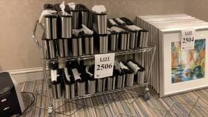 LOT OF (40) TORK STAINLESS STEEL TABLE TOP TOWEL DISPENSER WITH CART (LOCATION: MAIN LOBBY NEXT TO BIG SALON TOWER SIDE)