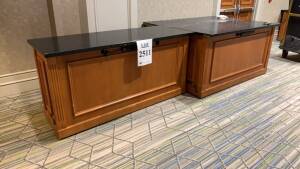 LOT OF (5) WOOD PORTABLE COUNTERS APPROX. 70 INCH X 27 INCH (LOCATION: MAIN LOBBY NEXT TO BIG SALON TOWER SIDE)