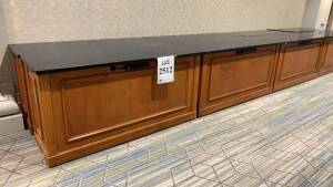 LOT OF (8) WOOD PORTABLE COUNTERS APPROX. 70 INCH X 27 INCH (LOCATION: MAIN LOBBY NEXT TO BIG SALON TOWER SIDE)