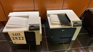 LOT OF (2) HP COLOR LASER JET CP4525 PRINTERS (LOCATION: MAIN LOBBY BEHIND CHECK IN AREA)