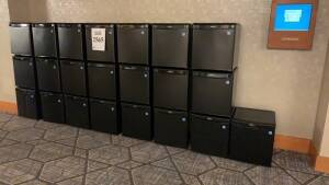 LOT OF (22) ASSTD BLACK DANBY MINI FRIDGES (LOCATION: 1ST FLOOR THURGOOD MARSHALL BALLROOM)