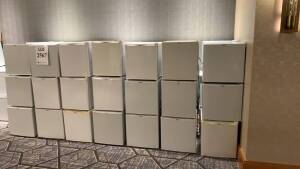 LOT OF (75) ASSTD WHITE MINI FRIDGES (LOCATION: 1ST FLOOR THURGOOD MARSHALL BALLROOM)