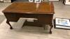 VINTAGE HEIRLOOM HERITAGE WOOD DESK APPROX 59 INCH X 30 INCH (LOCATION: MAIN LOBBY WOODLEY PARK GIFT SHOP) - 2