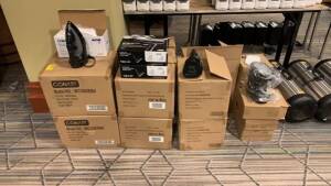 LOT OF BRAND NEW (10) CONAIR MODEL: WCI306RBK IRONS , (6) VOYAGER IRONS, (24) ANDIS HAIR DRYERS, (7) ONE CUP COFFEE MAKER (LOCATION: MAIN LOBBY)