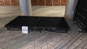 LOT OF (4) FOLDABLE STAGES 97 INCH X 48 INCH X 12 INCH (STAGES NEED WORK/BROKEN) (LOCATION: FIRST FLOOR BY BIG BALL ROOM)