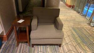 LOT OF (11) MARQUIS LOUNGE CHAIR WITH (11) SIDE TABLE (LOCATION: FIRST FLOOR BY MAIN LOBBY BY GUEST ROOMS 125-147)
