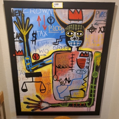 FRAMED PRINT AFTER BASQUIAT (51X62)