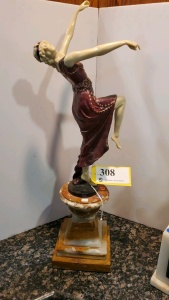 30" BRONZE STATUE UNSIGNED "DECO DANCER"