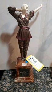 20" AFTER CHIPARUS BRONZE STATUE "ASIAN LADY"