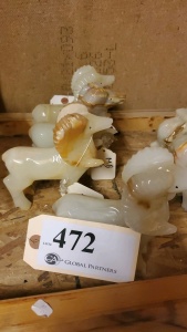 LOT OF 4 CARVED ONYX FIGURES "RAM"