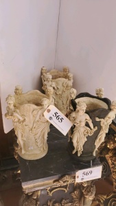 LOT OF 3 12" CAST RESIN VASES