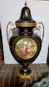 40” PAINTED PORCELAIN URN