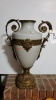 25” CERAMIC VASE WITH BRASS TRIM