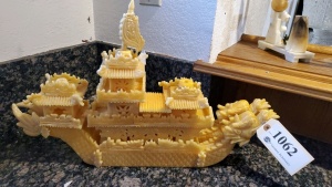 12” CARVED JADE SHIP (DAMAGE AND MISSING PIECES)