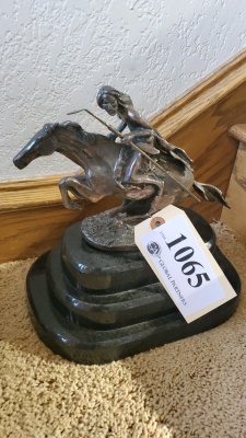 11” BRONZE STATUE AFTER REMINGTON WITH SILVER WASH “HUNTER”