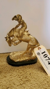 9” BRONZE STATUE AFTER REMINGTON WITH SILVER WASH “COWBOY”