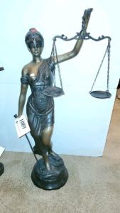 33” BRONZE STATUE UNSIGNED “BLIND JUSTICE”