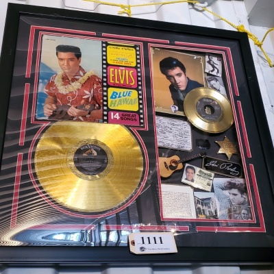 FRAMED ELVIS MEMORABILIA (33.5X32.5)