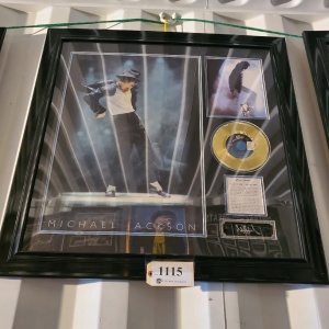 FRAMED MICHAEL JACKSON MEMORABILIA (34.5X34.5)