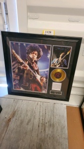 FRAMED JIMI HENDRIX MEMORABILIA (33.5X33.5)