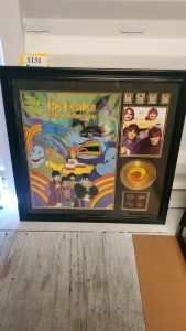 FRAMED BEATLES MEMORABILIA (33.5X33.5)