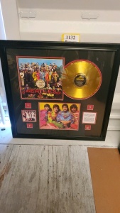 FRAMED BEATLES MEMORABILIA (33.5X33.5)