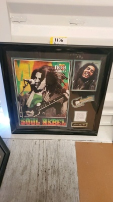 FRAMED BOB MARLEY MEMORABILIA (33.5X34)