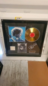 FRAMED BOB DYLAN MEMORABILIA (33.5X34)