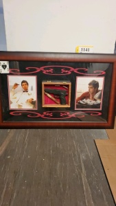 FRAMED SCARFACE MEMORABILIA (DAMAGED) (36.5X23)