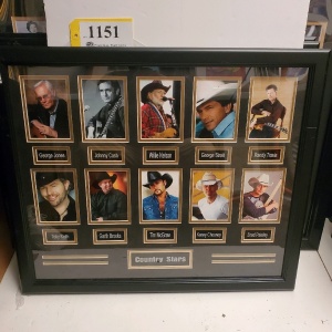 FRAMED COUNTRY STAR MEMORABILIA (26X23)