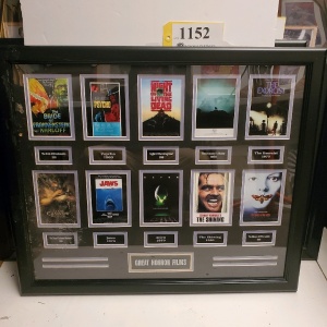 FRAMED GREAT HORROR FILMS MEMORABILIA (26X23)