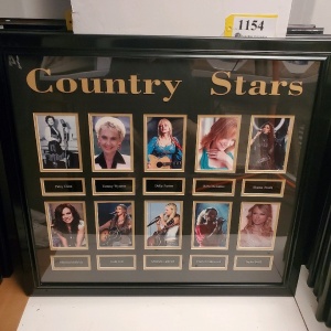 FRAMED COUNTRY STARS MEMORABILIA (33.5X30.5)