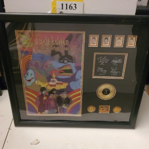 FRAMED BEATLES MEMORABILIA (25X21)