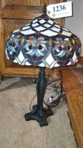 36” LEADED GLASS TABLE LAMP TIFFANY STYLE