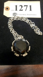 LARGE STERLING PENDANT WITH BLACK STONE